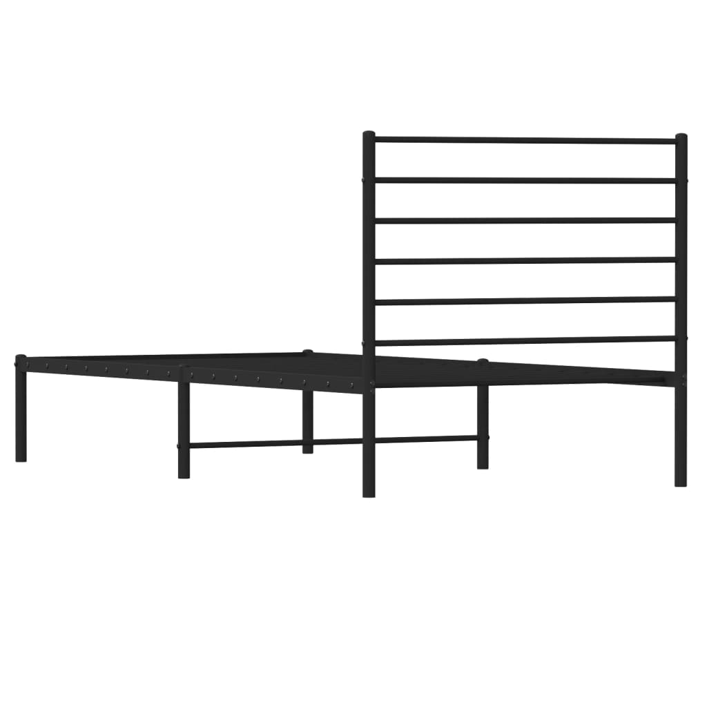 Metal Bed Frame without Mattress with Headboard Black 80x200cm