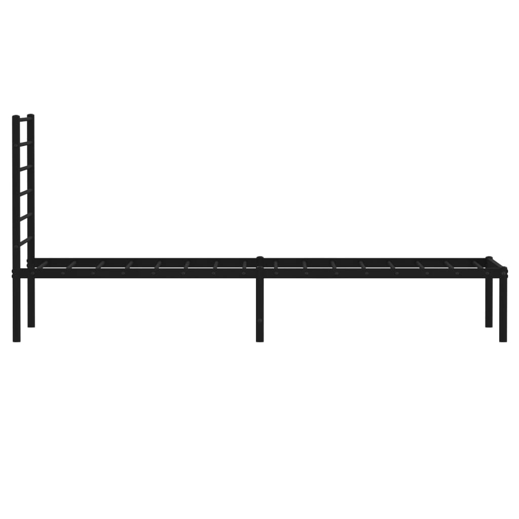 Metal Bed Frame without Mattress with Headboard Black 90x200cm