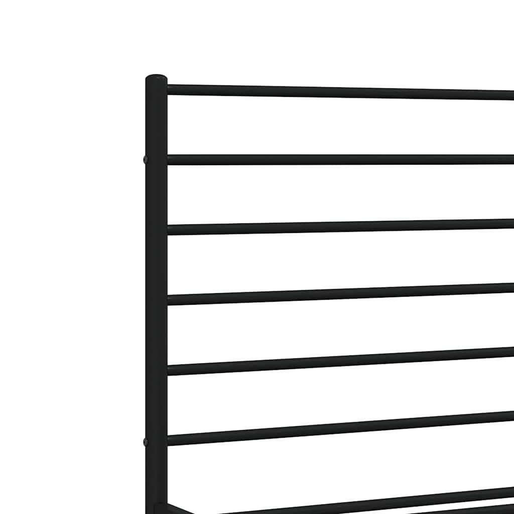 Metal Bed Frame without Mattress with Headboard Black 120x190cm