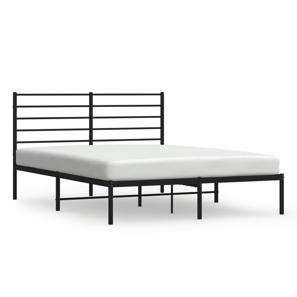 Metal Bed Frame without Mattress with Headboard Black 120x200cm