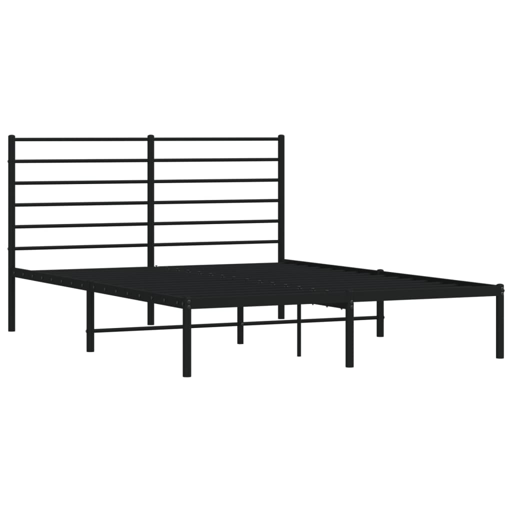 Metal Bed Frame without Mattress with Headboard Black 120x200cm