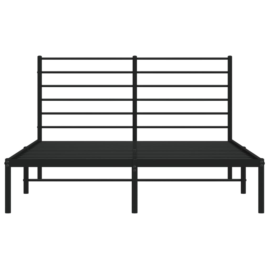 Metal Bed Frame without Mattress with Headboard Black 120x200cm