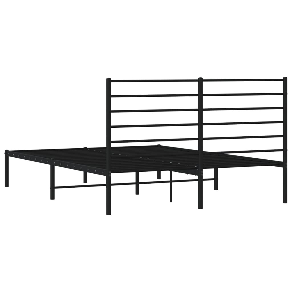 Metal Bed Frame without Mattress with Headboard Black 120x200cm