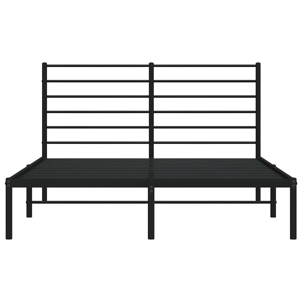 Metal Bed Frame without Mattress with Headboard Black 150x200cm