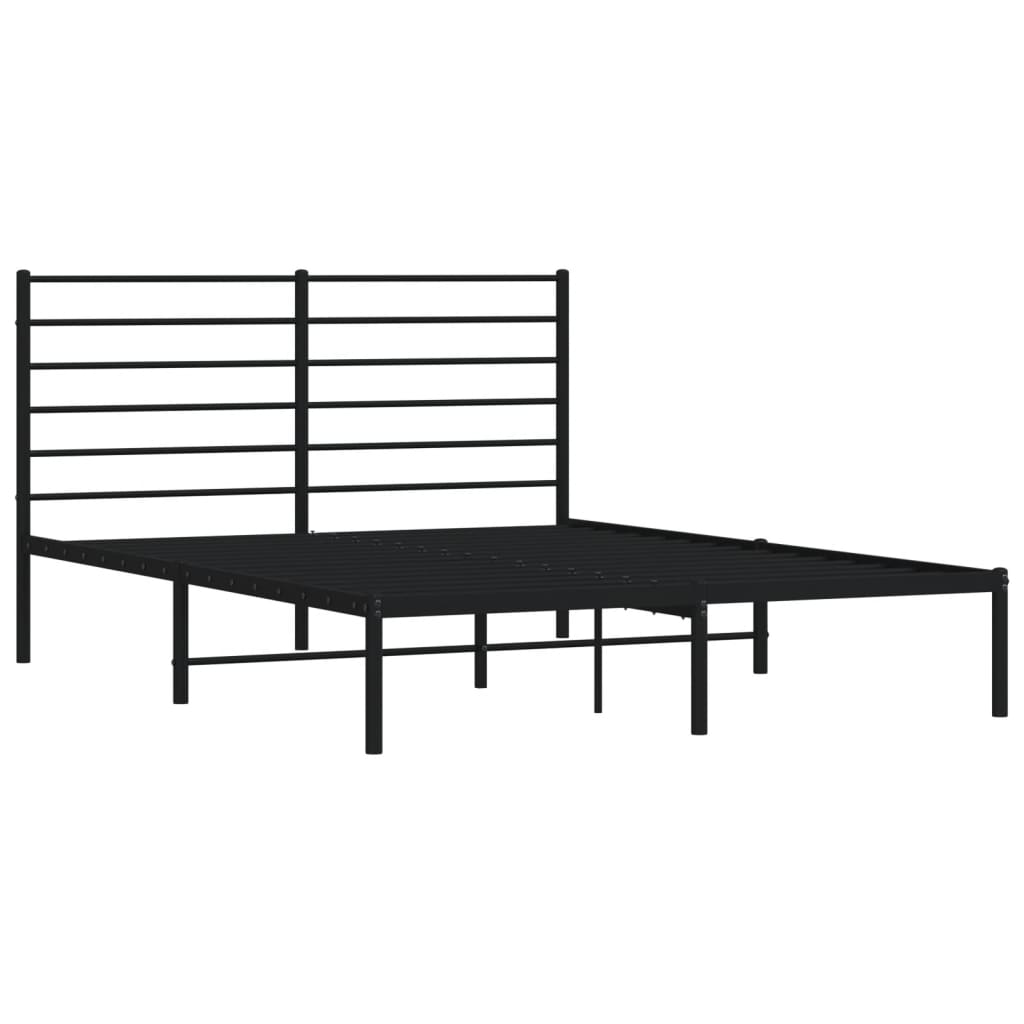 Metal Bed Frame without Mattress with Headboard Black 160x200cm