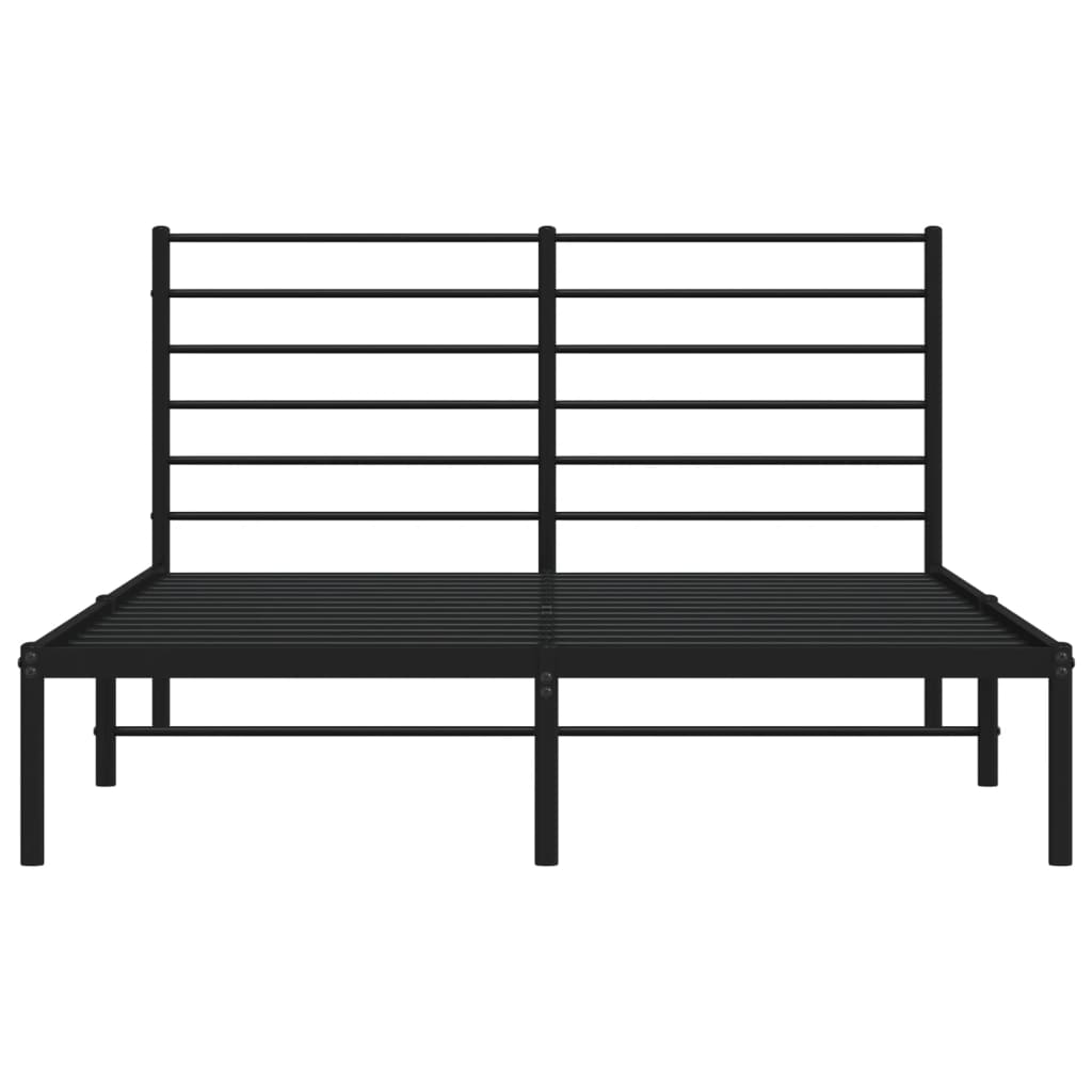 Metal Bed Frame without Mattress with Headboard Black 160x200cm