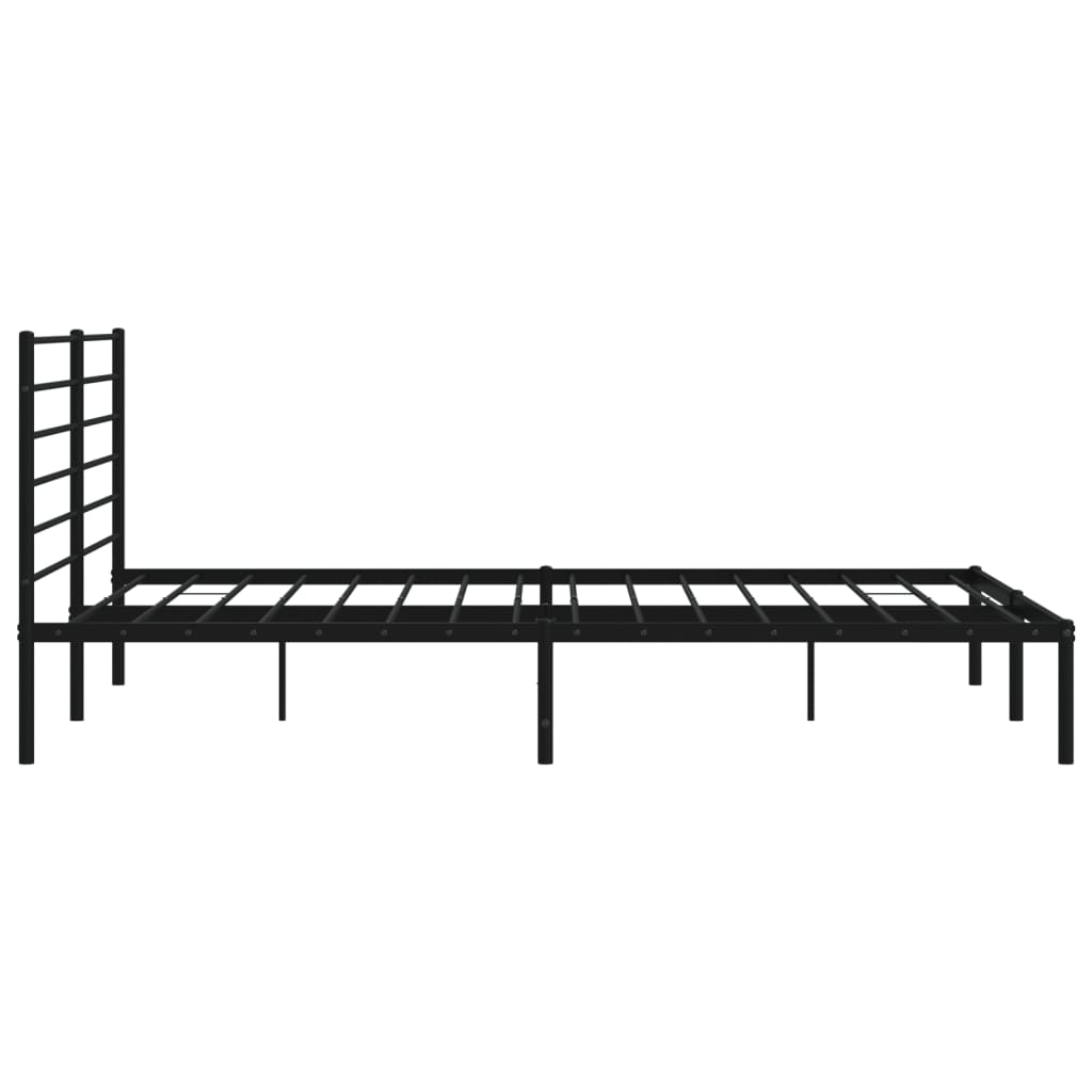 Metal Bed Frame without Mattress with Headboard Black 200x200cm
