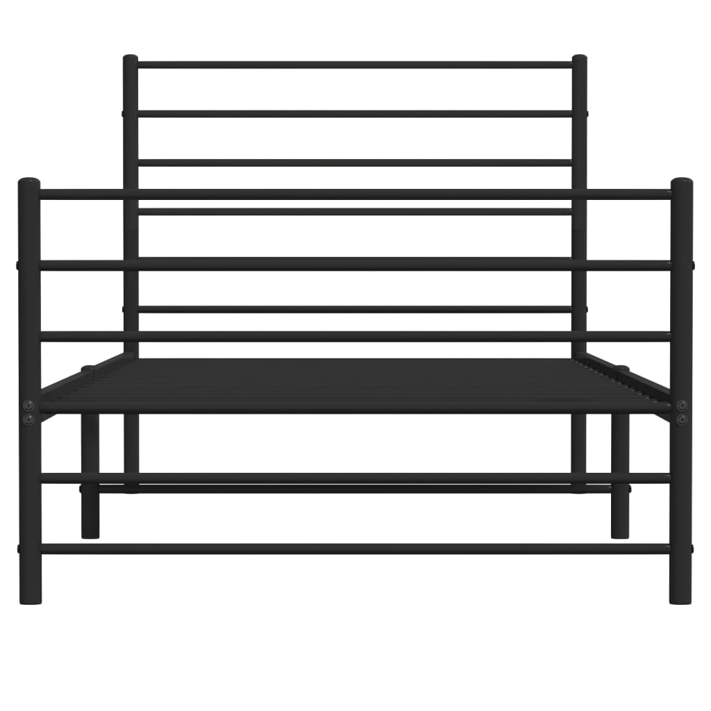 Metal Bed Frame without Mattress with Footboard Black 90x190cm