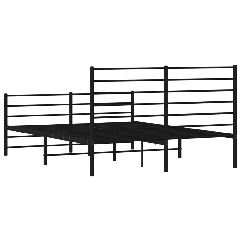 Metal Bed Frame without Mattress with Footboard Black 120x200cm