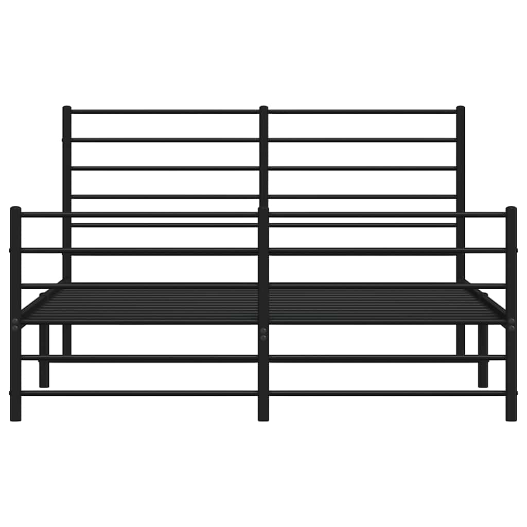Metal Bed Frame without Mattress with Footboard Black 150x200cm