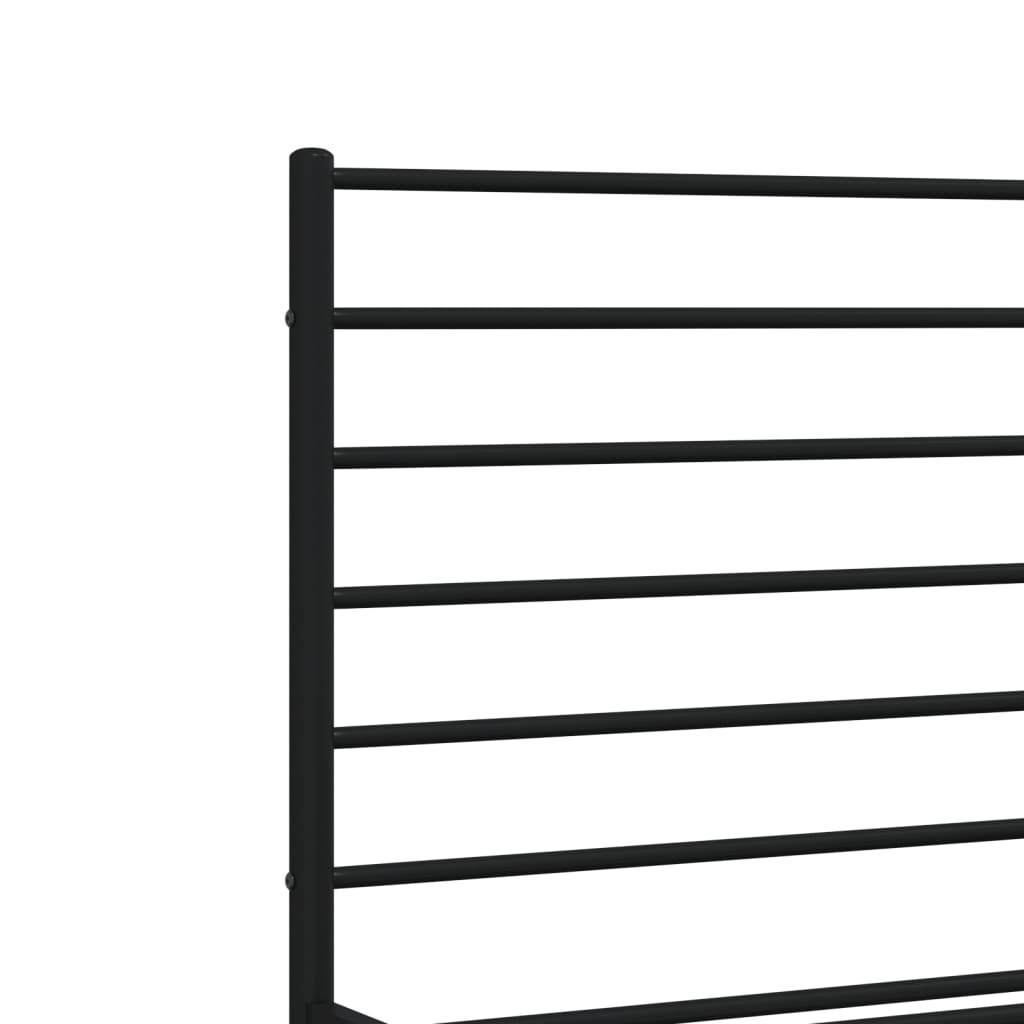 Metal Bed Frame without Mattress with Footboard Black 180x200cm