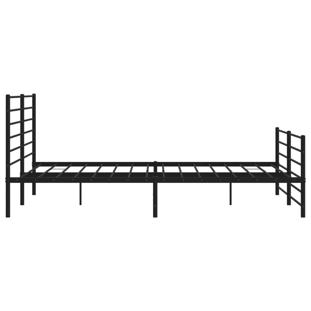 Metal Bed Frame without Mattress with Footboard Black 200x200cm