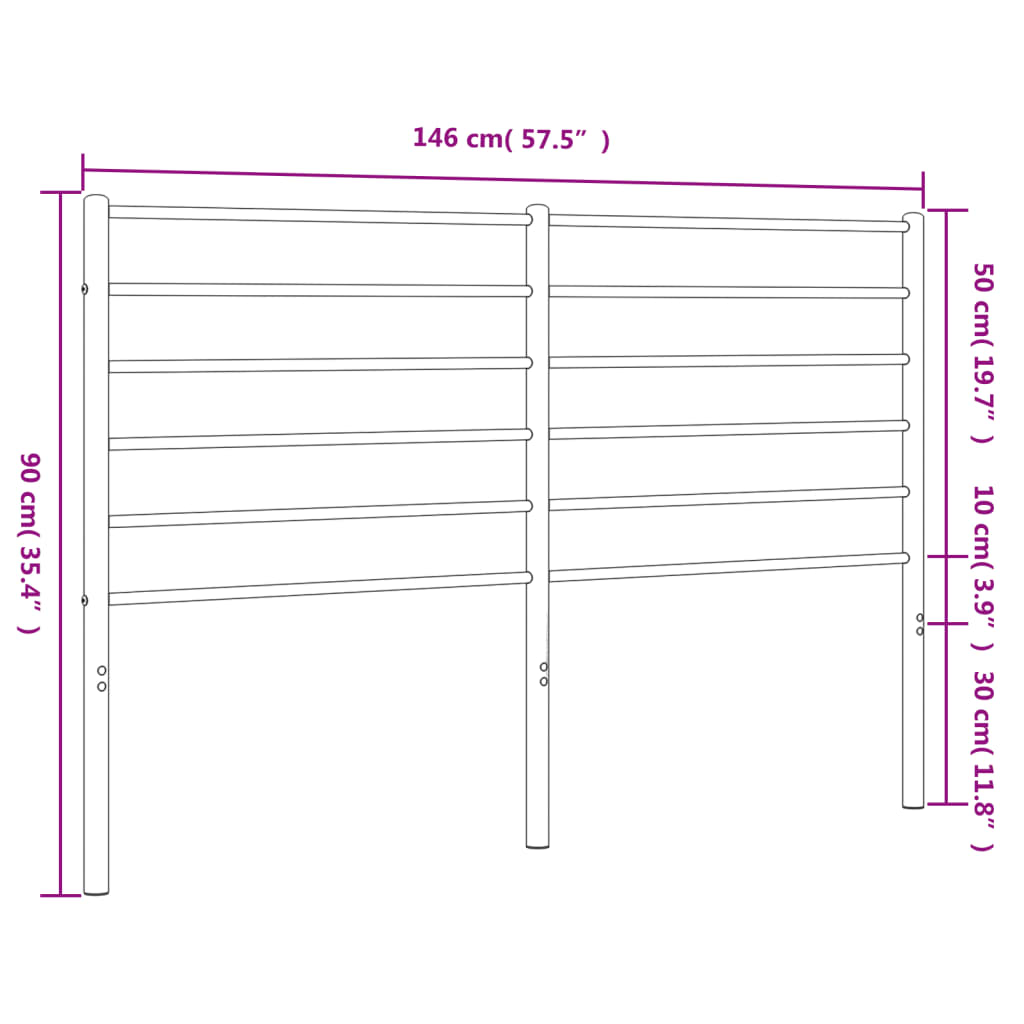 Metal Headboard Black 140 cm