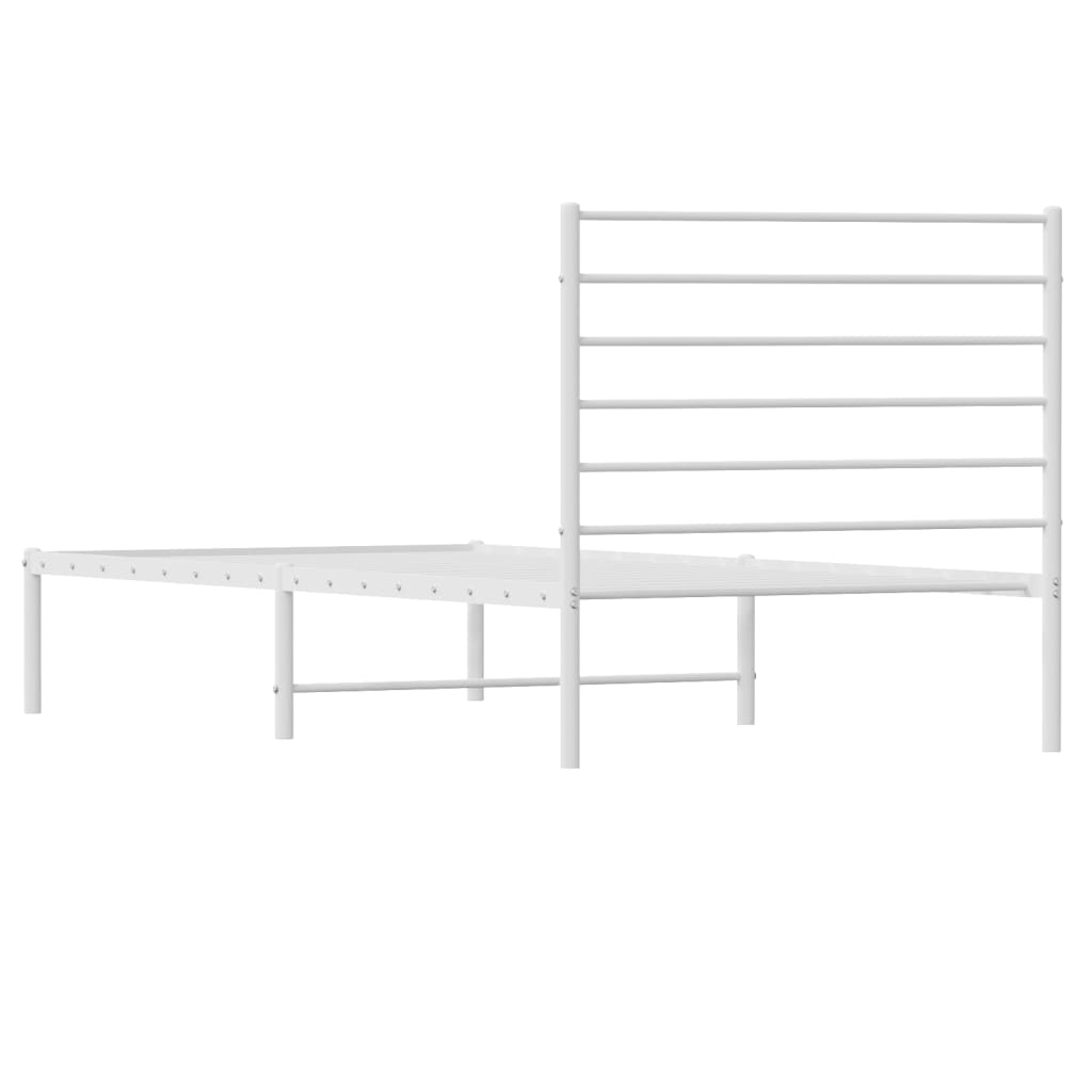 Metal Bed Frame without Mattress with Headboard White 100x200cm