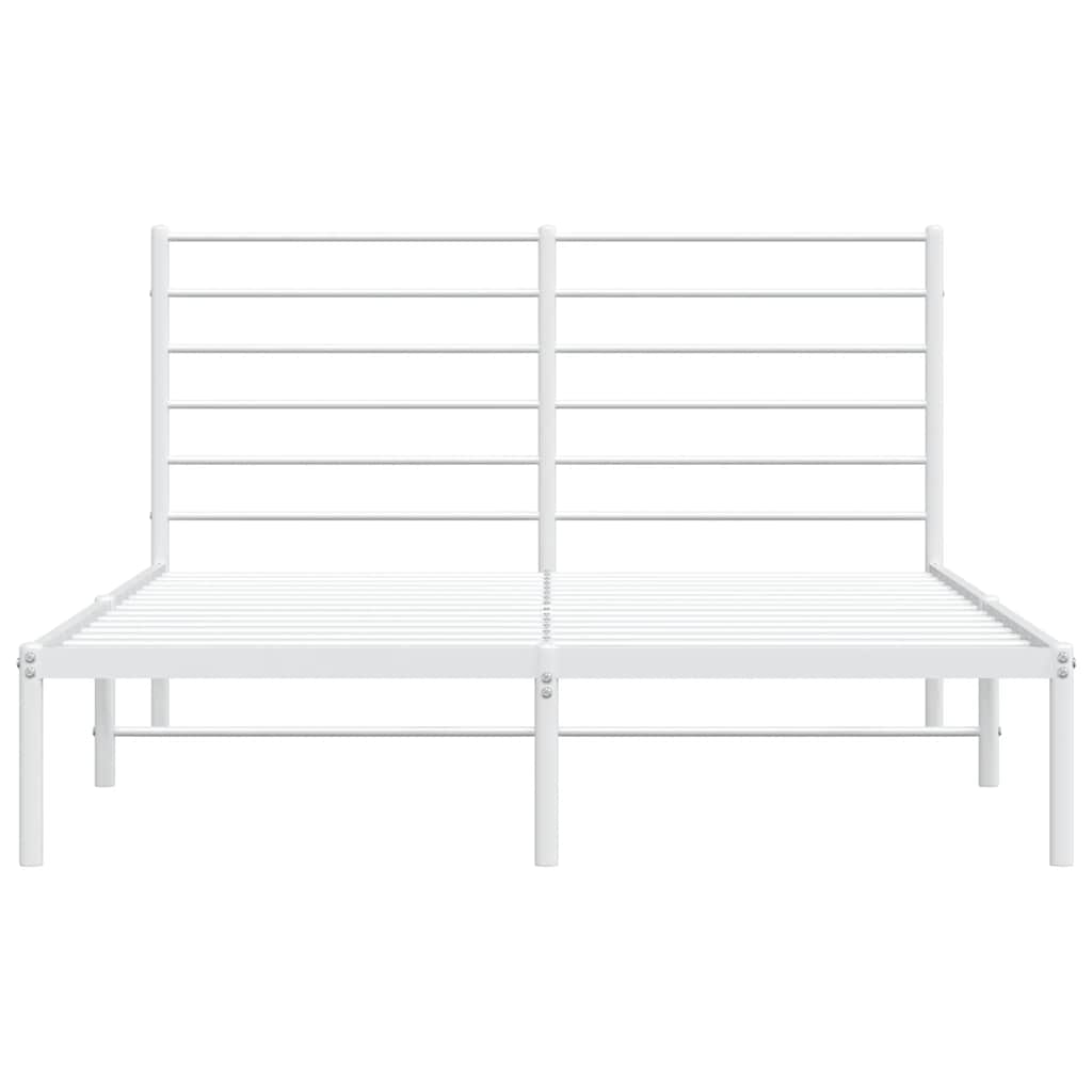 Metal Bed Frame without Mattress with Headboard White 150x200cm