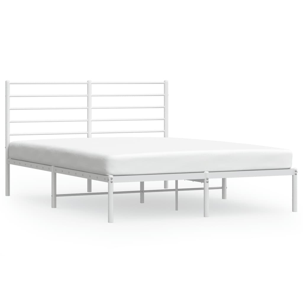 Metal Bed Frame without Mattress with Headboard White 160x200cm