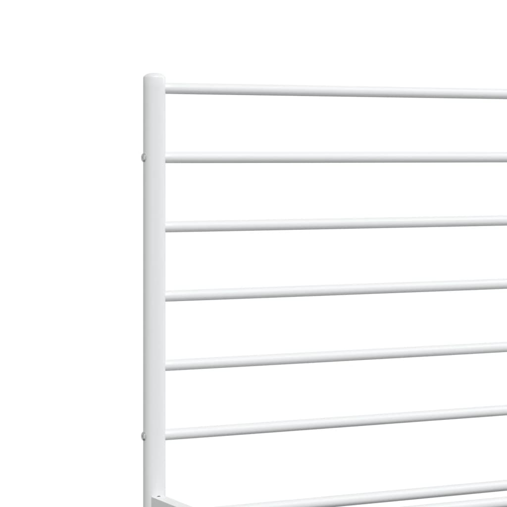 Metal Bed Frame without Mattress with Headboard White 183x213cm