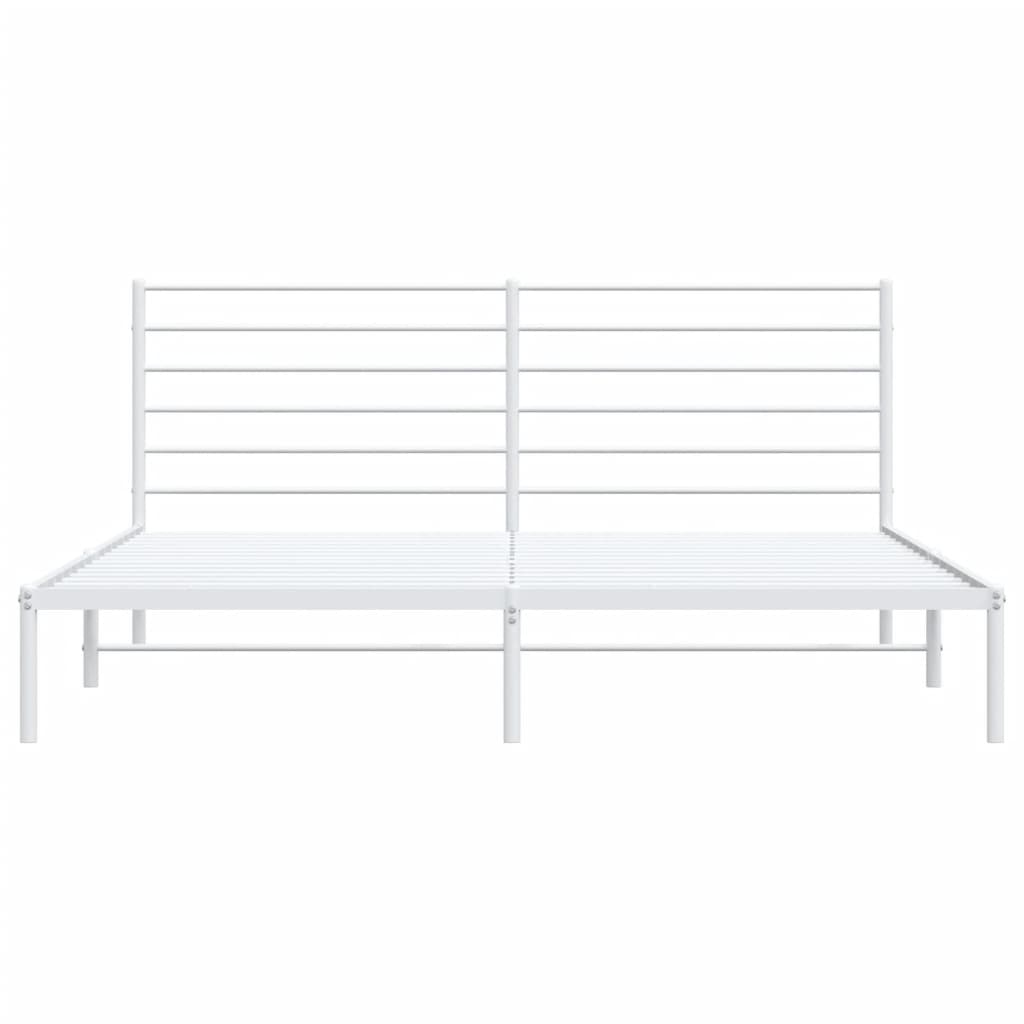 Metal Bed Frame without Mattress with Headboard White 193x203cm