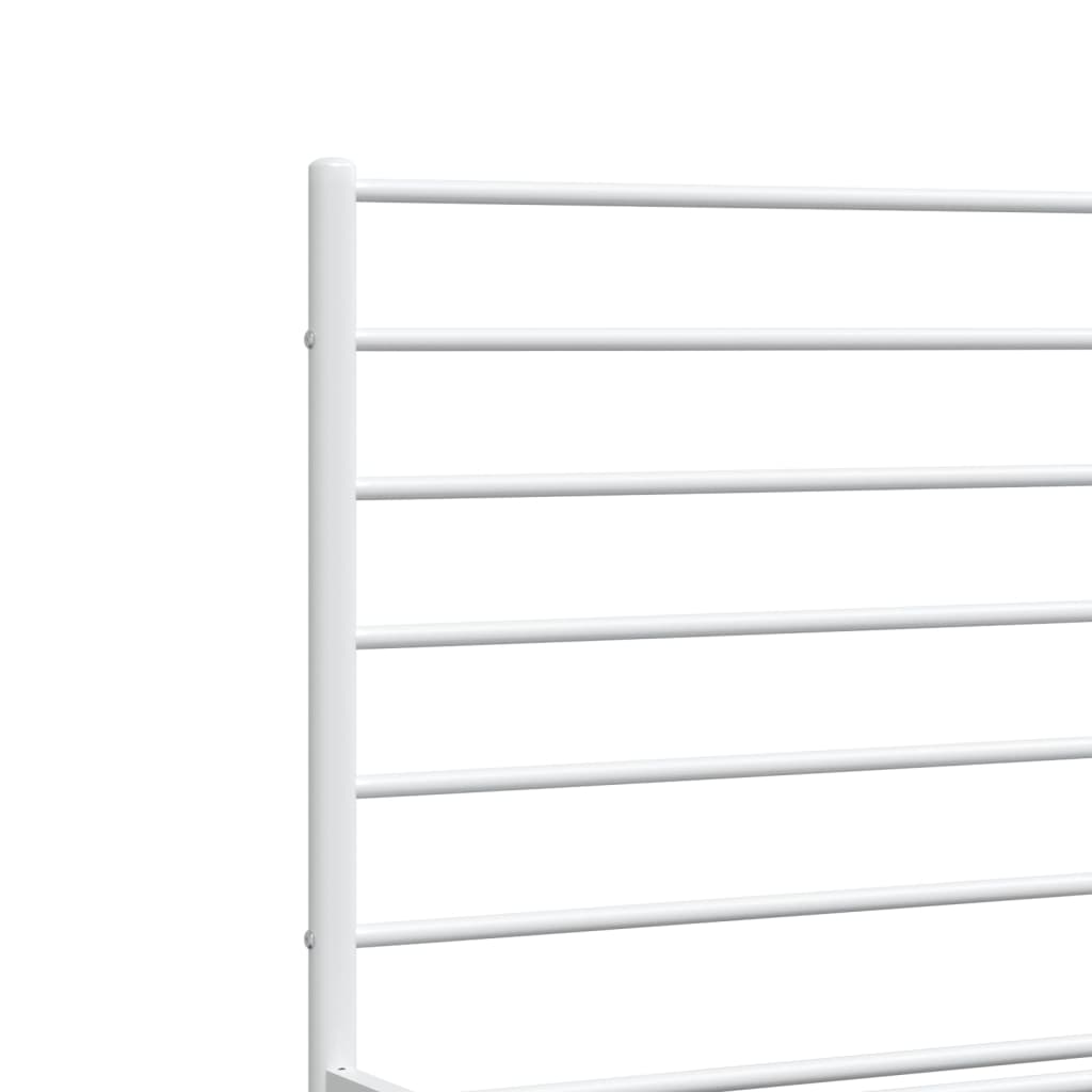 Metal Bed Frame without Mattress with Headboard White 193x203cm