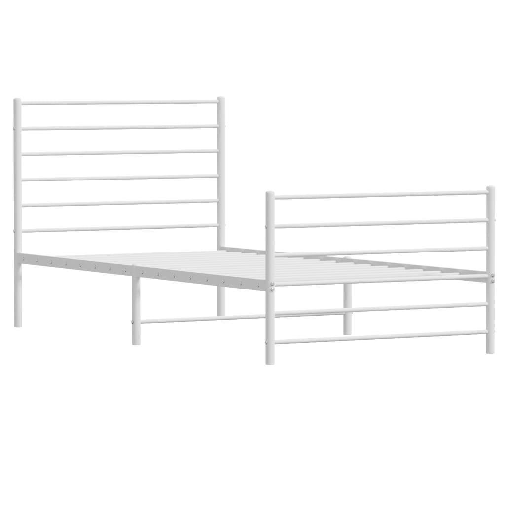 Metal Bed Frame without Mattress with Footboard White 90x200cm