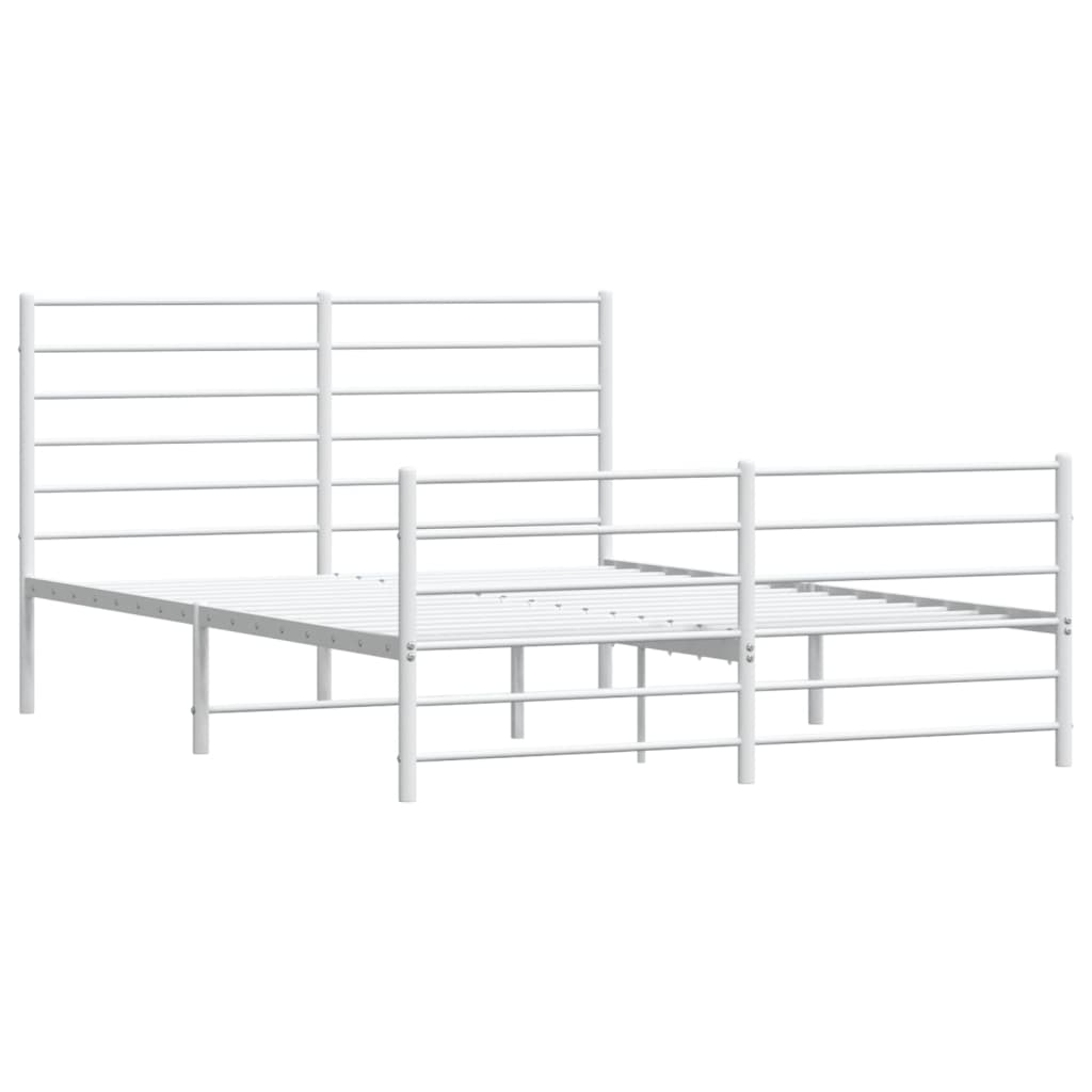 Metal Bed Frame without Mattress with Footboard White 150x200cm