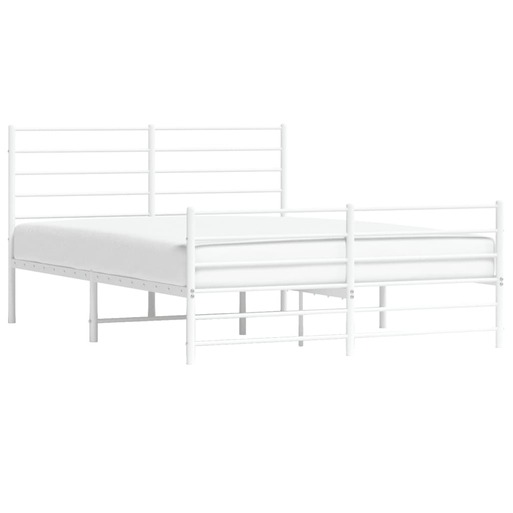 Metal Bed Frame without Mattress with Footboard White 150x200cm