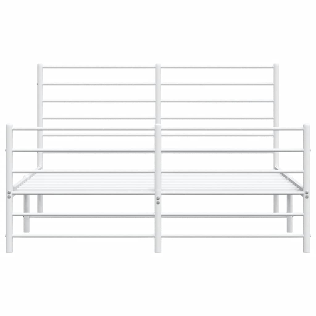 Metal Bed Frame without Mattress with Footboard White 150x200cm