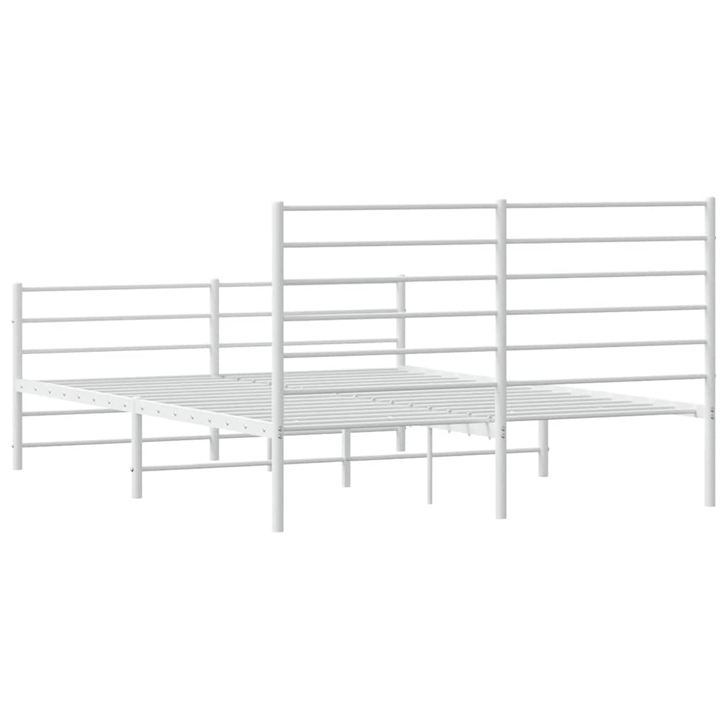 Metal Bed Frame without Mattress with Footboard White 150x200cm