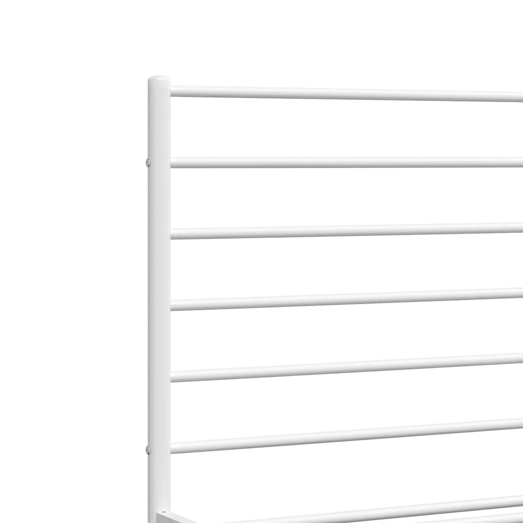Metal Bed Frame without Mattress with Footboard White 150x200cm