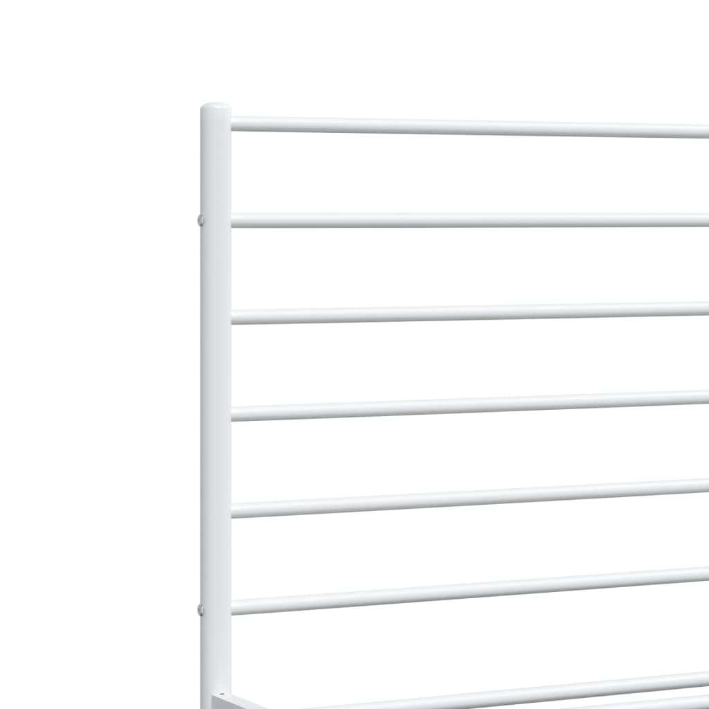 Metal Bed Frame without Mattress with Footboard White 193x203cm