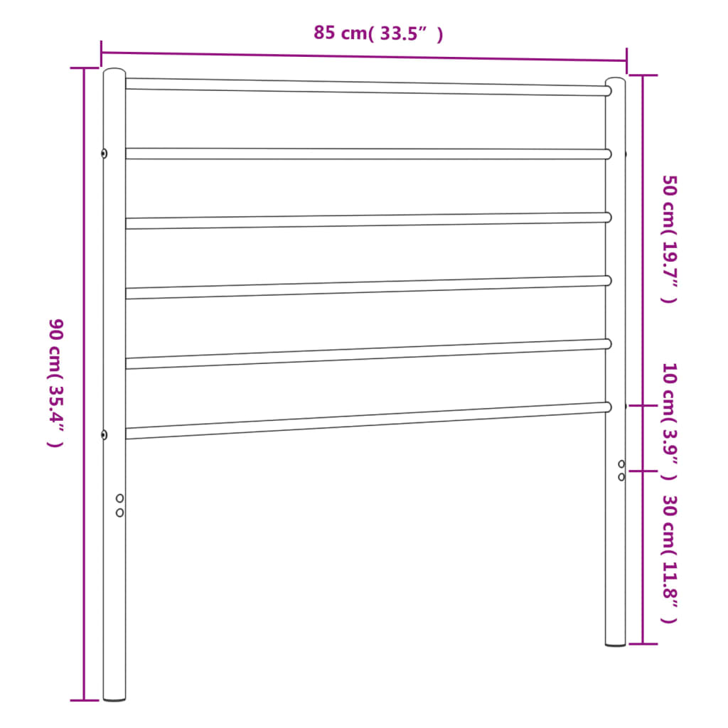Metal Headboard White 80 cm
