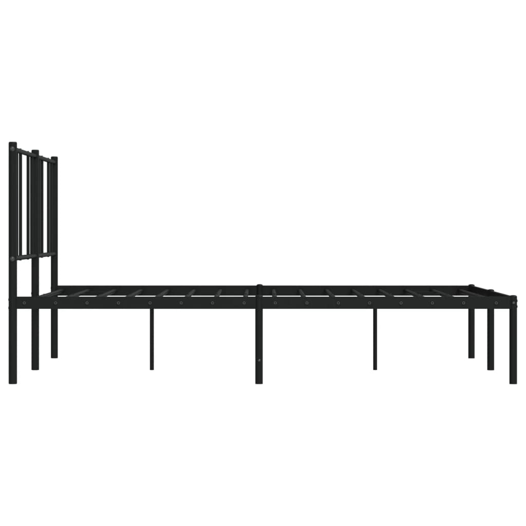 Metal Bed Frame without Mattress with Headboard Black 120x190cm