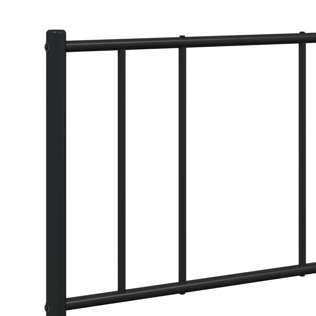 Metal Bed Frame without Mattress with Headboard Black 150x200cm