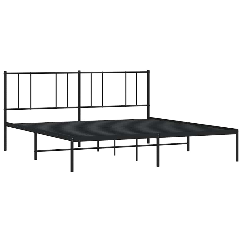 Metal Bed Frame without Mattress with Headboard Black 183x213cm