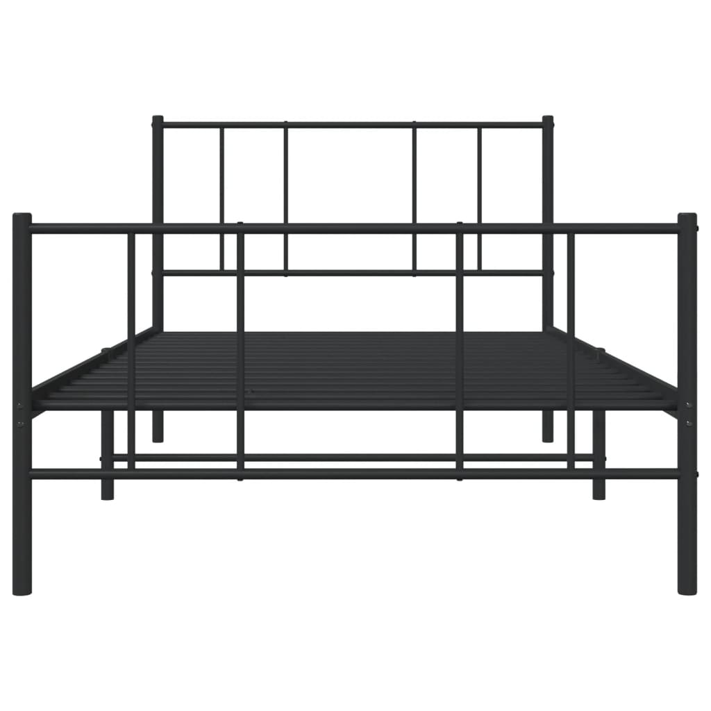 Metal Bed Frame without Mattress with Footboard Black 90x190cm