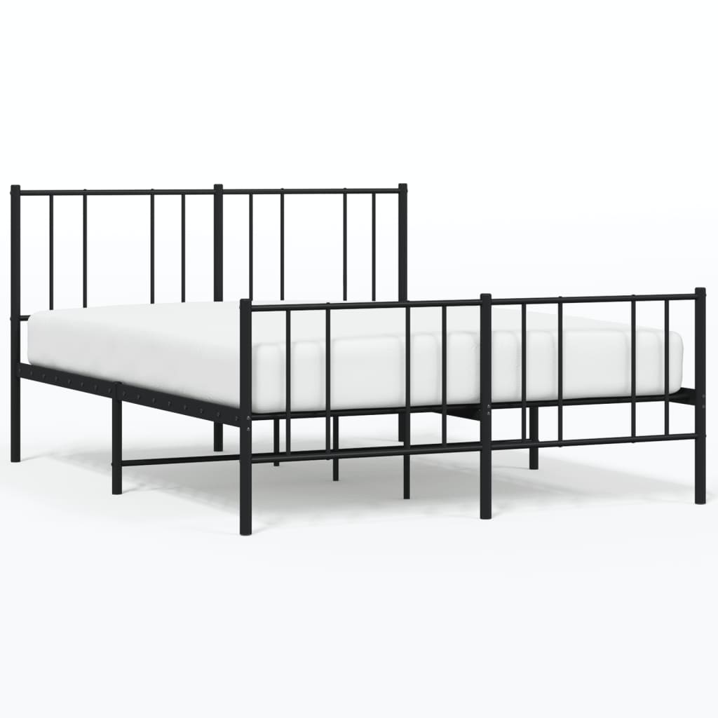 Metal Bed Frame without Mattress with Footboard Black 120x200cm