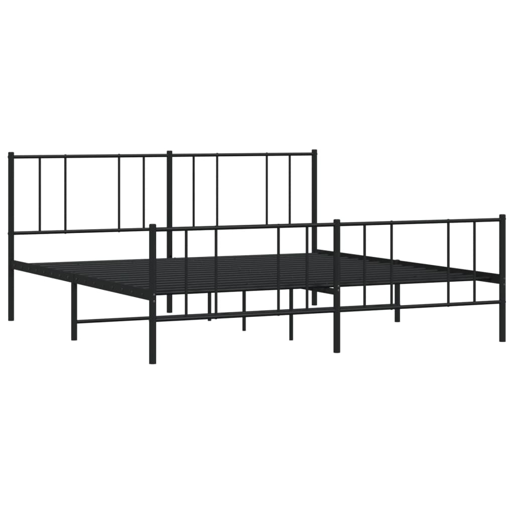 Metal Bed Frame without Mattress with Footboard Black 183x213cm