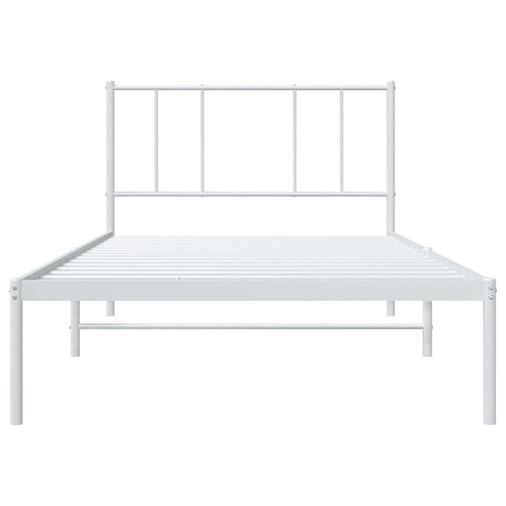 Metal Bed Frame without Mattress with Headboard White 100x200cm
