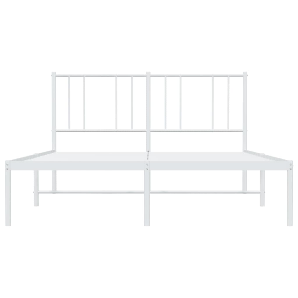 Metal Bed Frame without Mattress with Headboard White 140x200cm