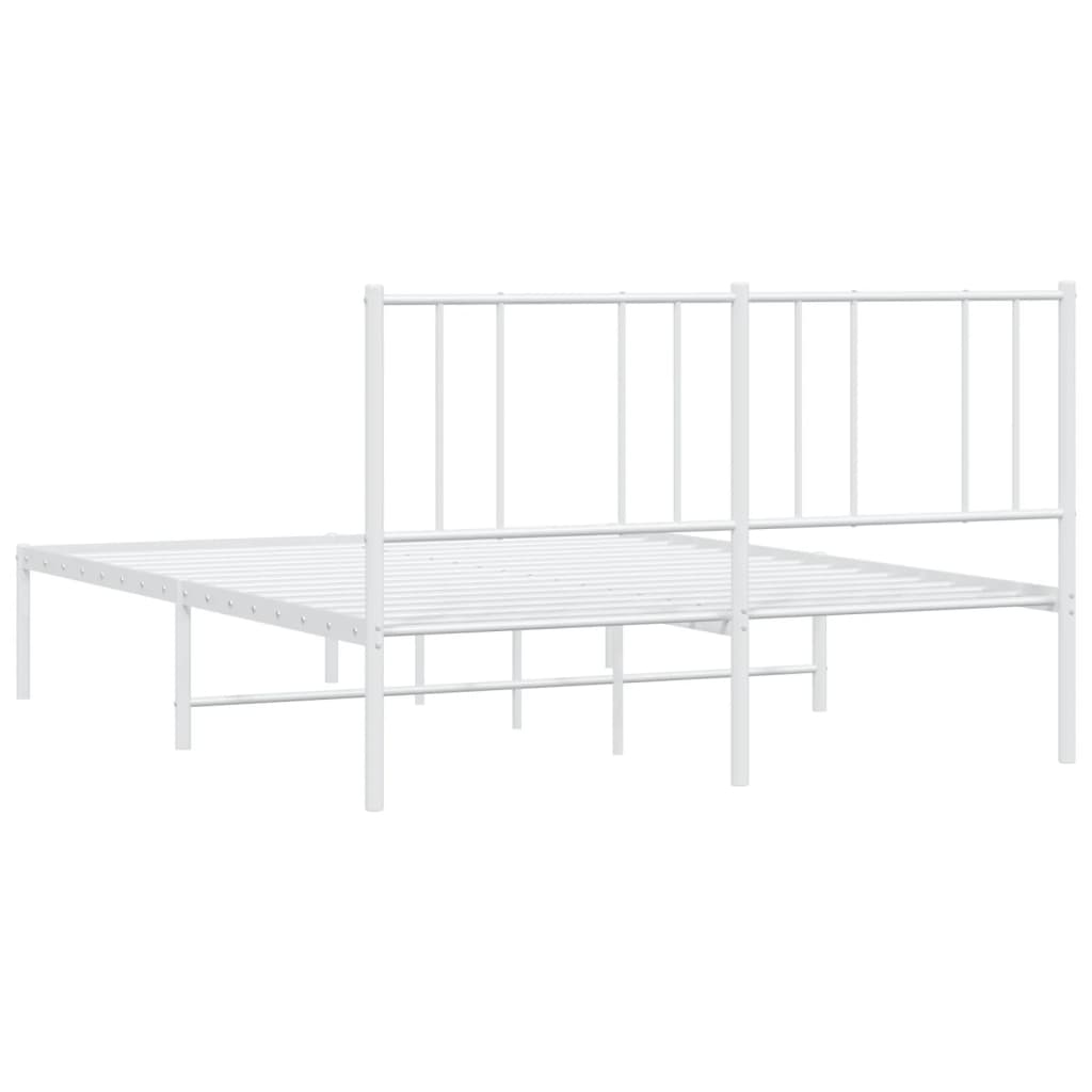 Metal Bed Frame without Mattress with Headboard White 140x200cm
