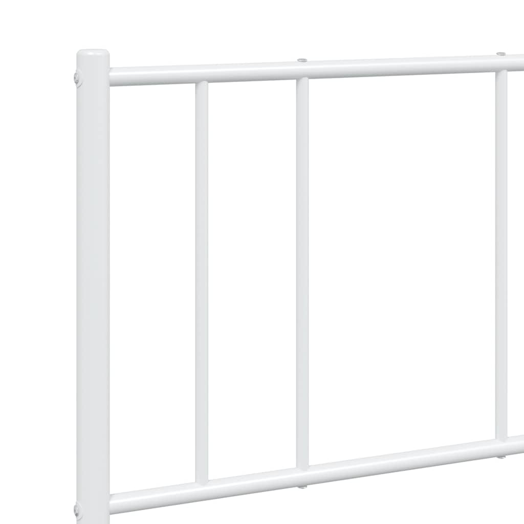 Metal Bed Frame without Mattress with Headboard White 150x200cm