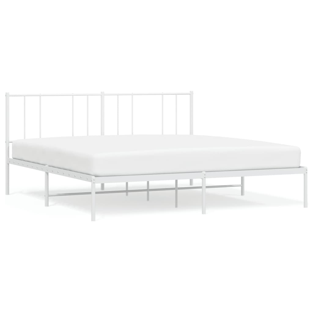 Metal Bed Frame without Mattress with Headboard White 183x213cm