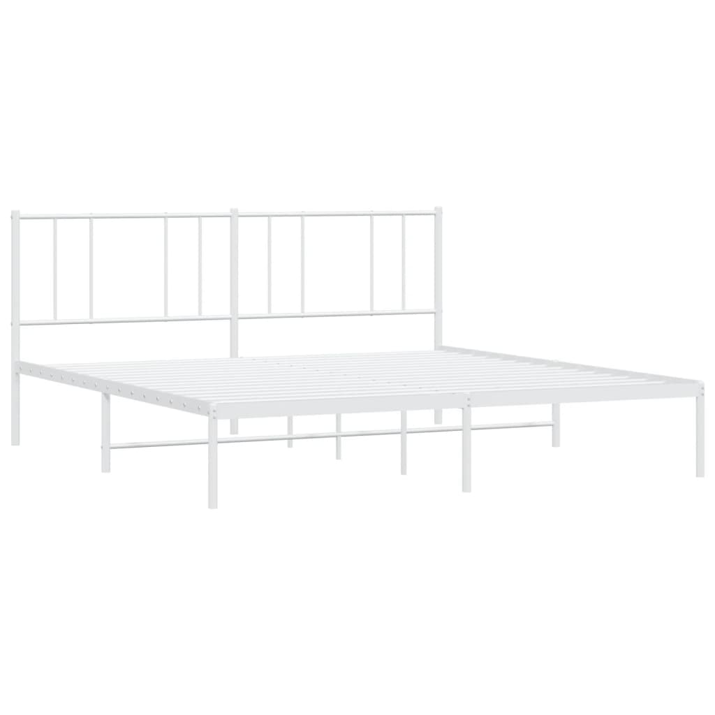Metal Bed Frame without Mattress with Headboard White 183x213cm