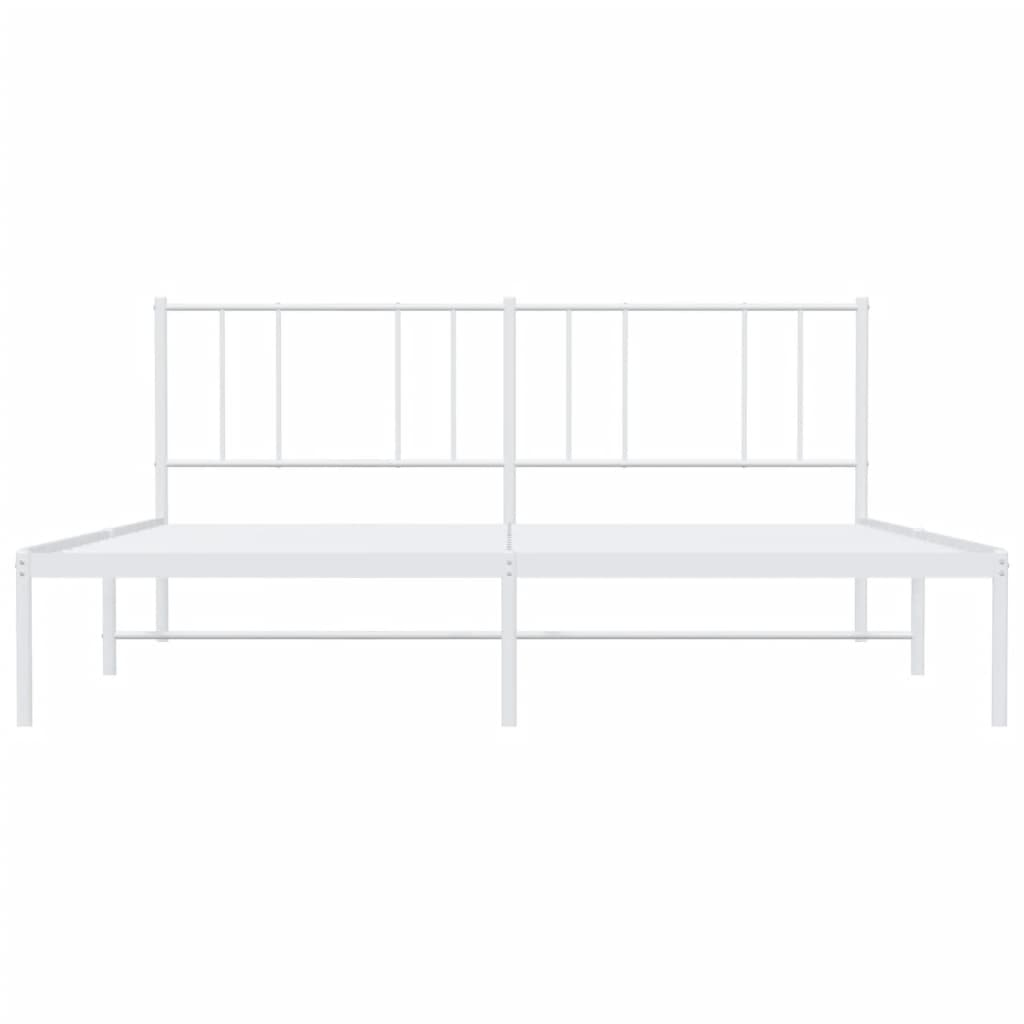 Metal Bed Frame without Mattress with Headboard White 183x213cm