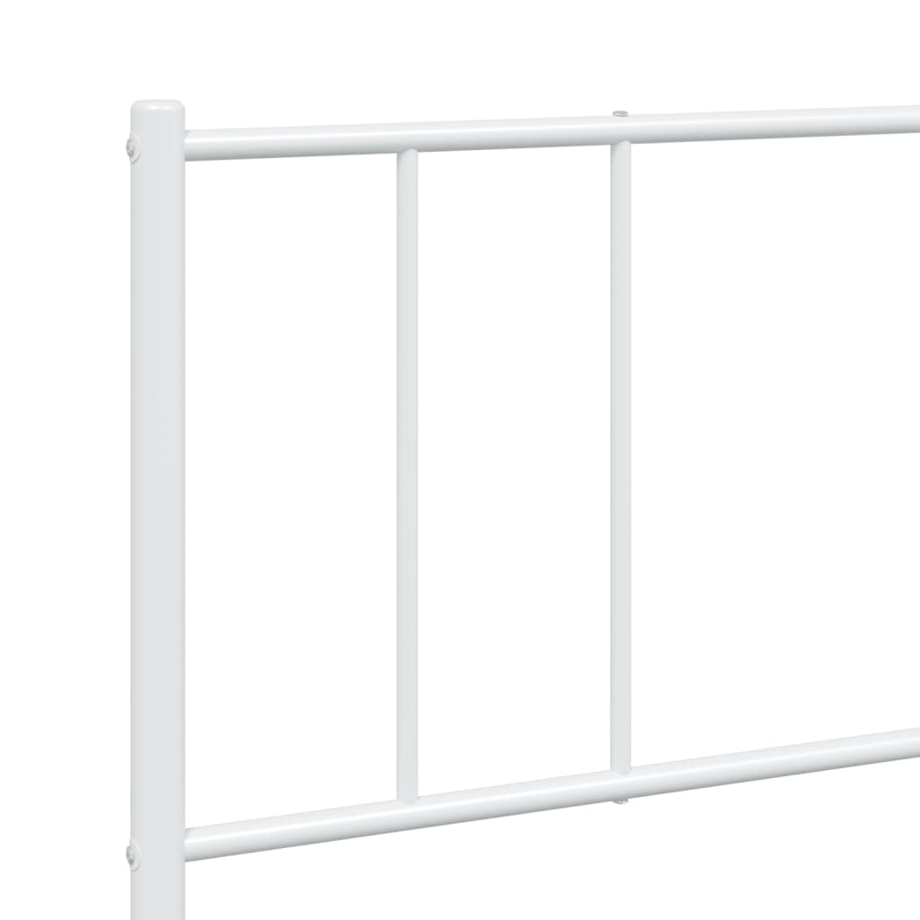 Metal Bed Frame without Mattress with Headboard White 183x213cm