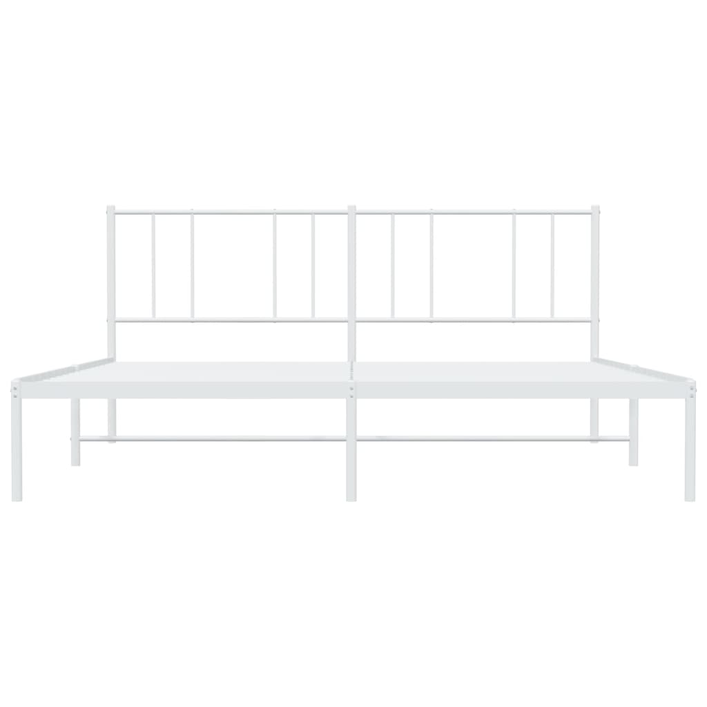 Metal Bed Frame without Mattress with Headboard White 193x203cm