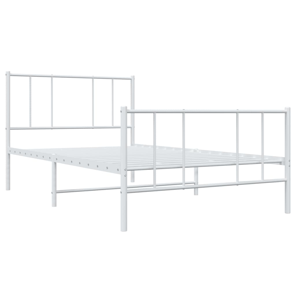 Metal Bed Frame without Mattress with Footboard White 80x200cm