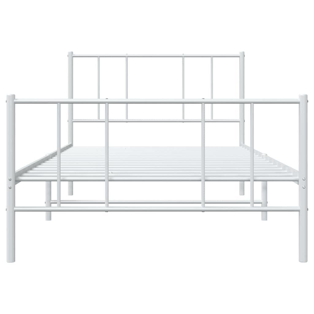 Metal Bed Frame without Mattress with Footboard White 100x200cm