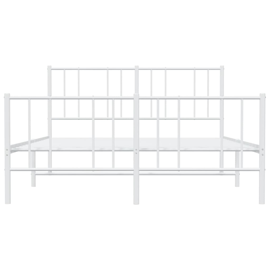 Metal Bed Frame without Mattress with Footboard White 140x190cm