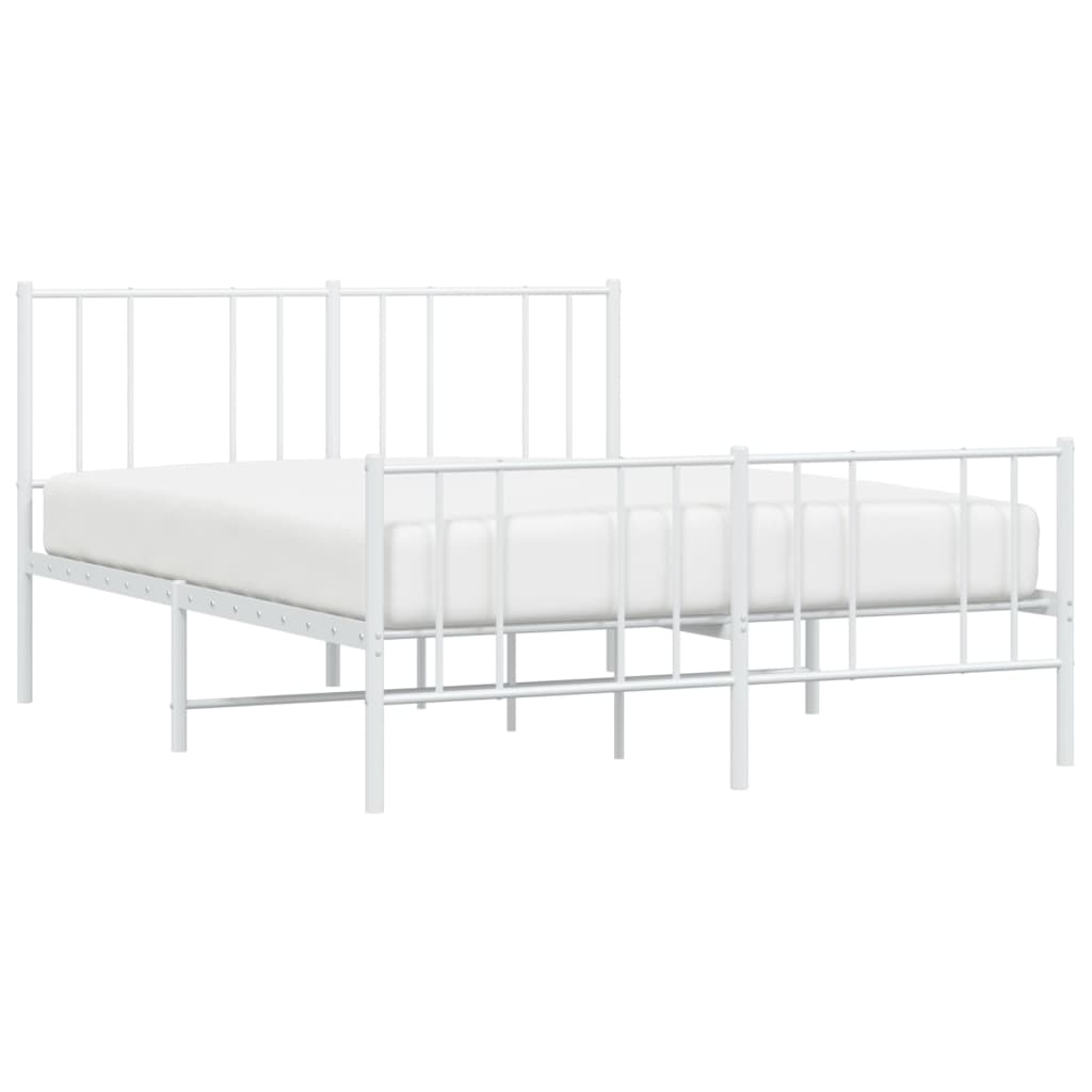 Metal Bed Frame without Mattress with Footboard White 140x200cm